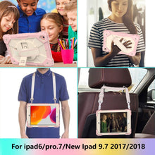 Contrast Color Robot Shockproof Silicon + PC Protective Case with Holder & Shoulder Strap For iPad 9.7 (2018) & (2017) / Air 2 / Air(Rose Gold+Beige)