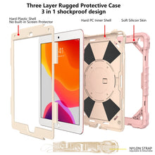 Contrast Color Robot Shockproof Silicon + PC Protective Case with Holder & Shoulder Strap For iPad 9.7 (2018) & (2017) / Air 2 / Air(Rose Gold+Beige)