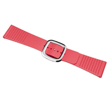 Modern Style Silicone Watch Band For Apple Watch Ultra 49mm / Series 8&7 45mm / SE 2&6&SE&5&4 44mm / 3&2&1 42mm, Style:Silver Buckle(Red)