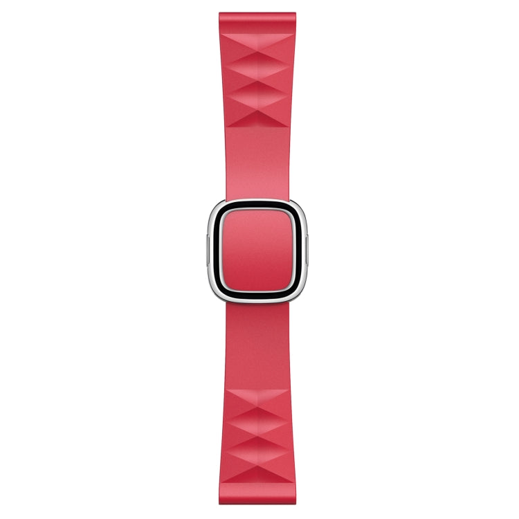 Modern Style Silicone Watch Band For Apple Watch Ultra 49mm / Series 8&7 45mm / SE 2&6&SE&5&4 44mm / 3&2&1 42mm, Style:Silver Buckle(Red)