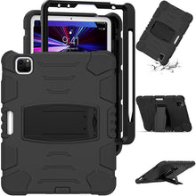 For iPad Pro 11 2022 / 2021 / 2020 / 2018 3-Layer Protection Screen Frame + PC + Silicone Shockproof Combination Tablet Case with Holder(Black+Black)