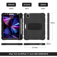 For iPad Pro 11 2022 / 2021 / 2020 / 2018 3-Layer Protection Screen Frame + PC + Silicone Shockproof Combination Tablet Case with Holder(Black+Black)