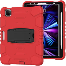 For iPad Pro 11 2022 / 2021 / 2020 / 2018 3-Layer Protection Screen Frame + PC + Silicone Shockproof Combination Tablet Case with Holder(Red+Black)