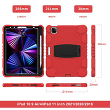 For iPad Pro 11 2022 / 2021 / 2020 / 2018 3-Layer Protection Screen Frame + PC + Silicone Shockproof Combination Tablet Case with Holder(Red+Black)