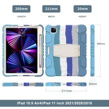 For iPad Pro 11 2022 / 2021 / 2020 / 2018 3-Layer Protection Screen Frame + PC + Silicone Shockproof Combination Tablet Case with Holder(Colorful Blue)