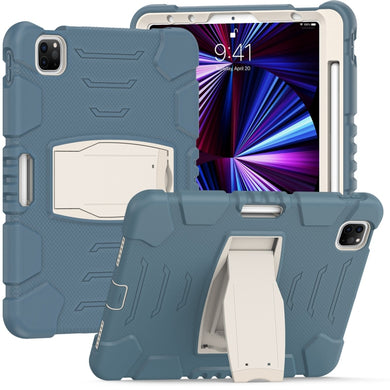 For iPad Pro 11 2022 / 2021 / 2020 / 2018 3-Layer Protection Screen Frame + PC + Silicone Shockproof Combination Tablet Case with Holder(Cornflower Blue)