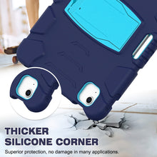 3-Layer PC + Silicone Shockproof Tablet Case with Holder For iPad Air 2020 / 2022 10.9 / Pro 11 2022 / 2021 / 2020 / 2018(NavyBlue+Blue)