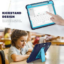 3-Layer PC + Silicone Shockproof Tablet Case with Holder For iPad Air 2020 / 2022 10.9 / Pro 11 2022 / 2021 / 2020 / 2018(NavyBlue+Blue)