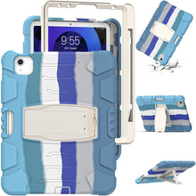 3-Layer PC + Silicone Shockproof Tablet Case with Holder For iPad Air 2020 / 2022 10.9 / Pro 11 2022 / 2021 / 2020 / 2018Colorful Blue)