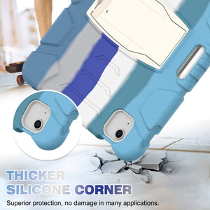 3-Layer PC + Silicone Shockproof Tablet Case with Holder For iPad Air 2020 / 2022 10.9 / Pro 11 2022 / 2021 / 2020 / 2018Colorful Blue)