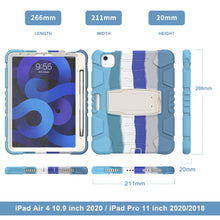 3-Layer PC + Silicone Shockproof Tablet Case with Holder For iPad Air 2020 / 2022 10.9 / Pro 11 2022 / 2021 / 2020 / 2018Colorful Blue)