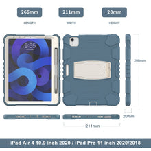 3-Layer PC + Silicone Shockproof Tablet Case with Holder For iPad Air 2020 / 2022 10.9 / Pro 11 2022 / 2021 / 2020 / 2018(Cornflower Blue)