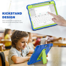 3-Layer PC + Silicone Shockproof Tablet Case with Holder For iPad Air 2020 / 2022 10.9 / Pro 11 2022 / 2021 / 2020 / 2018(Blue+Lime)