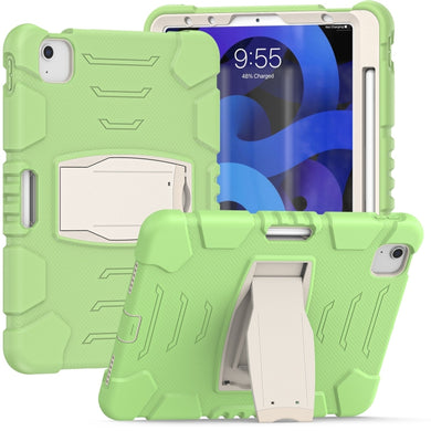 3-Layer PC + Silicone Shockproof Tablet Case with Holder For iPad Air 2020 / 2022 10.9 / Pro 11 2022 / 2021 / 2020 / 2018(Matcha Green)
