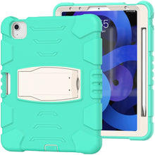 3-Layer PC + Silicone Shockproof Tablet Case with Holder For iPad Air 2020 / 2022 10.9 / Pro 11 2022 / 2021 / 2020 / 2018(Mint Green)