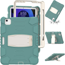 3-Layer PC + Silicone Shockproof Tablet Case with Holder For iPad Air 2020 / 2022 10.9 / Pro 11 2022 / 2021 / 2020 / 2018(Emerald Green)