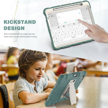 3-Layer PC + Silicone Shockproof Tablet Case with Holder For iPad Air 2020 / 2022 10.9 / Pro 11 2022 / 2021 / 2020 / 2018(Emerald Green)