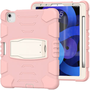 3-Layer PC + Silicone Shockproof Tablet Case with Holder For iPad Air 2020 / 2022 10.9 / Pro 11 2022 / 2021 / 2020 / 2018(Cherry Blossoms Pink)