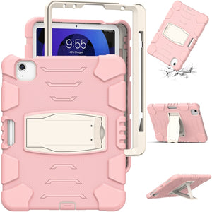 3-Layer PC + Silicone Shockproof Tablet Case with Holder For iPad Air 2020 / 2022 10.9 / Pro 11 2022 / 2021 / 2020 / 2018(Cherry Blossoms Pink)