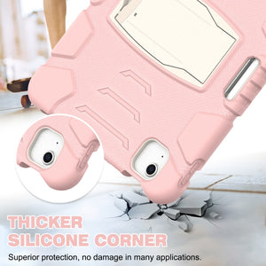 3-Layer PC + Silicone Shockproof Tablet Case with Holder For iPad Air 2020 / 2022 10.9 / Pro 11 2022 / 2021 / 2020 / 2018(Cherry Blossoms Pink)