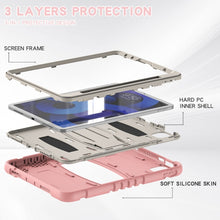 3-Layer PC + Silicone Shockproof Tablet Case with Holder For iPad Air 2020 / 2022 10.9 / Pro 11 2022 / 2021 / 2020 / 2018(Cherry Blossoms Pink)