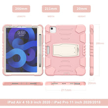 3-Layer PC + Silicone Shockproof Tablet Case with Holder For iPad Air 2020 / 2022 10.9 / Pro 11 2022 / 2021 / 2020 / 2018(Cherry Blossoms Pink)