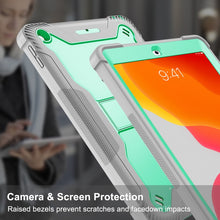 For iPad 10.2 2021 / 2020 / 2019 Silicone + PC Shockproof Protective Case with Holder(Gray + Green)