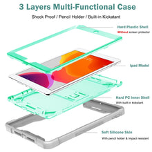 For iPad 10.2 2021 / 2020 / 2019 Silicone + PC Shockproof Protective Case with Holder(Gray + Green)