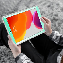 For iPad 10.2 2021 / 2020 / 2019 Silicone + PC Shockproof Protective Case with Holder(Gray + Green)