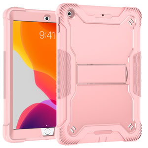 For iPad 10.2 2021 / 2020 / 2019 Silicone + PC Shockproof Protective Case with Holder(Rose Gold)