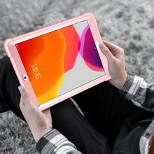 For iPad 10.2 2021 / 2020 / 2019 Silicone + PC Shockproof Protective Case with Holder(Rose Gold)