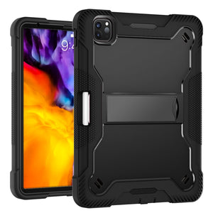 For iPad Pro 11 inch Silicone PC Shockproof Tablet Case with Holder (Black)