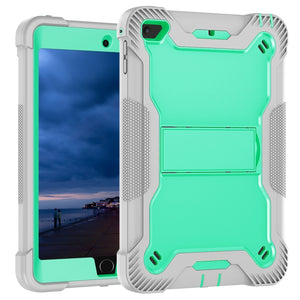 Silicone + PC Shockproof Protective Case with Holder For iPad mini (2019) / mini 4(Gray + Green)