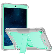 Silicone + PC Shockproof Protective Case with Holder For iPad 9.7 inch (2017/2018)(Gray + Green)