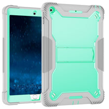 Silicone + PC Shockproof Protective Case with Holder For iPad 9.7 inch (2017/2018)(Gray + Green)