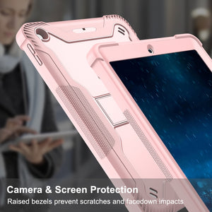 Silicone + PC Shockproof Protective Case with Holder For iPad 9.7 inch (2017/2018)(Rose Gold)