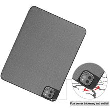 For iPad Pro 11 2022 / 2021 / 2020 / 2018 Cloth Texture TPU Horizontal Flip Leather Tablet Case with Pen Slot & Holder(Grey)