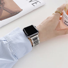 Three Beads Ceramics Steel Watch Band For Apple Watch Ultra 49mm / Series 8&7 45mm / SE 2&6&SE&5&4 44mm / 3&2&1 42mm(Gold+White)