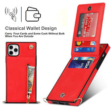 For iPhone 11 Pro Cross-body Zipper Square TPU+PU Back Cover Case with Holder & Card Slots & Wallet & Strap (Red)