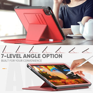 For iPad Pro 11 2022 / 2021 Smart B Magnetic Horizontal Flip Leather Tablet Case with 7-speed Bracket & Card Slots & Pen Slot & Sleep / Wake-up Function(Red)