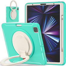 For iPad Pro 12.9 2022 / 2021 Shockproof TPU + PC Protective Tablet Case with 360 Degree Rotation Foldable Handle Grip Holder & Pen Slot(Mint Green)