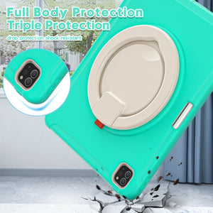 For iPad Pro 12.9 2022 / 2021 Shockproof TPU + PC Protective Tablet Case with 360 Degree Rotation Foldable Handle Grip Holder & Pen Slot(Mint Green)