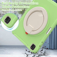 For iPad Pro 12.9 2022 / 2021 Shockproof TPU + PC Protective Tablet Case with 360 Degree Rotation Foldable Handle Grip Holder & Pen Slot(Matcha Green)