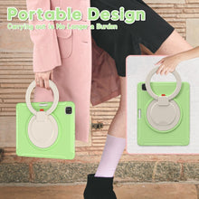 For iPad Pro 12.9 2022 / 2021 Shockproof TPU + PC Protective Tablet Case with 360 Degree Rotation Foldable Handle Grip Holder & Pen Slot(Matcha Green)