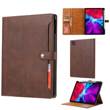 For iPad Pro 11 2022/2021/2020 Calf Texture Double Fold Clasp Horizontal Flip Leather Tablet Case with Photo Frame & Holder & Card Slots & Wallet(Brown)