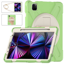 For iPad Pro 11 2022 / 2021 / 2020 / 2018 Silicone + PC Protective Tablet Case with Holder & Shoulder Strap(Matcha Green)