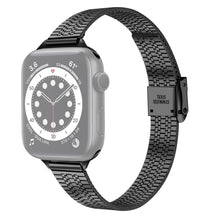 14mm Seven-beads Double Safety Buckle Slim Steel Watch Band For Apple Watch Series 8&7 41mm / SE 2&6&SE&5&4 40mm / 3&2&1 38mm(Black)