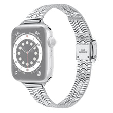 14mm Seven-beads Double Safety Buckle Slim Steel Watch Band For Apple Watch Series 8&7 41mm / SE 2&6&SE&5&4 40mm / 3&2&1 38mm(Silver)