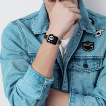 14mm Seven-beads Double Safety Buckle Slim Steel Watch Band For Apple Watch Ultra 49mm / Series 8&7 45mm / SE 2&6&SE&5&4 44mm / 3&2&1 42mm(Black)