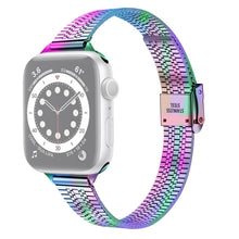 14mm Seven-beads Double Safety Buckle Slim Steel Watch Band For Apple Watch Ultra 49mm / Series 8&7 45mm / SE 2&6&SE&5&4 44mm / 3&2&1 42mm(Colorful)